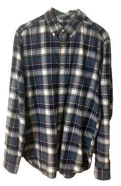 GAP Mens Black / Gray Plaid Long Sleeve Button Down Shirt Size Large